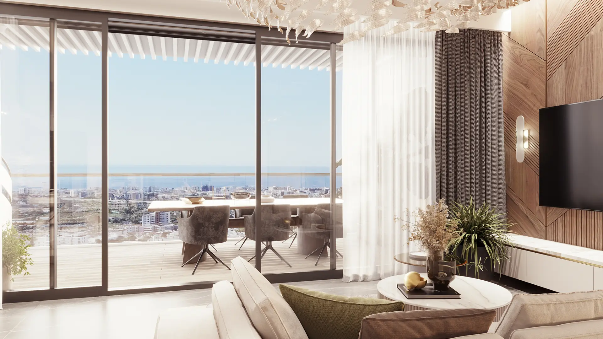 Sunrock residence interior with panoramic Limassol view
